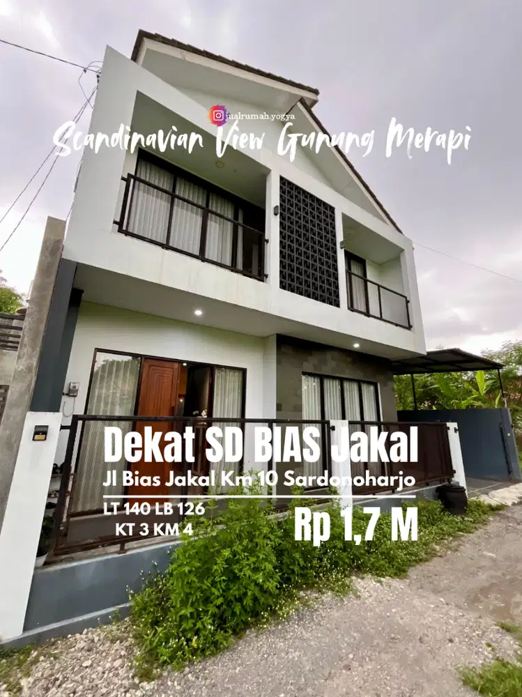 rumah 2 Lantai view sawah dan Gunung merapi