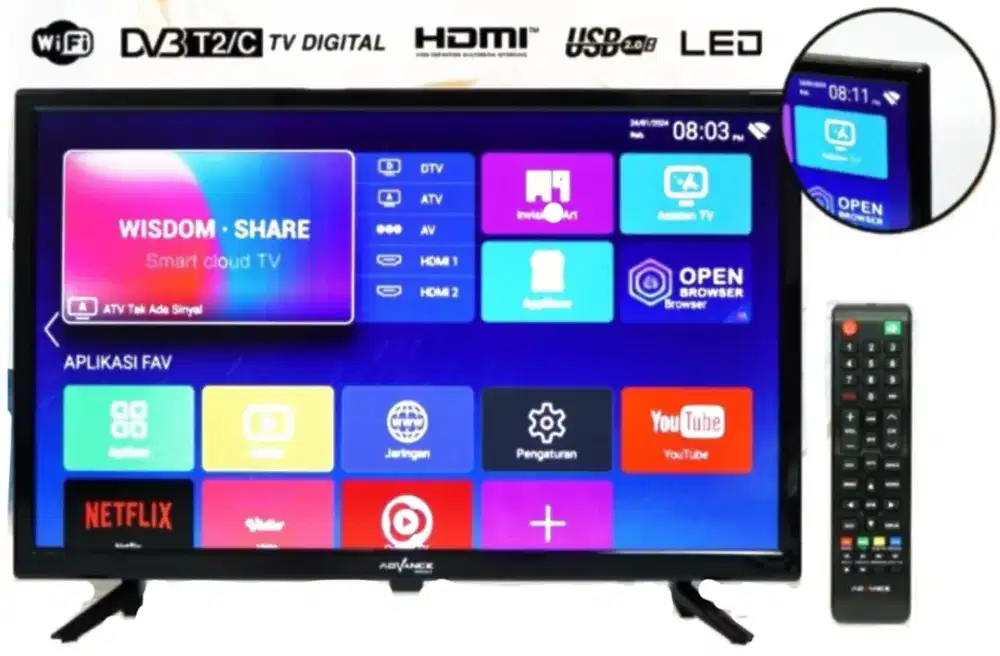 MURAH ANDROID TV ADVANCE 24 INCI DAN SUDAH DIGITAL TV TERBARU