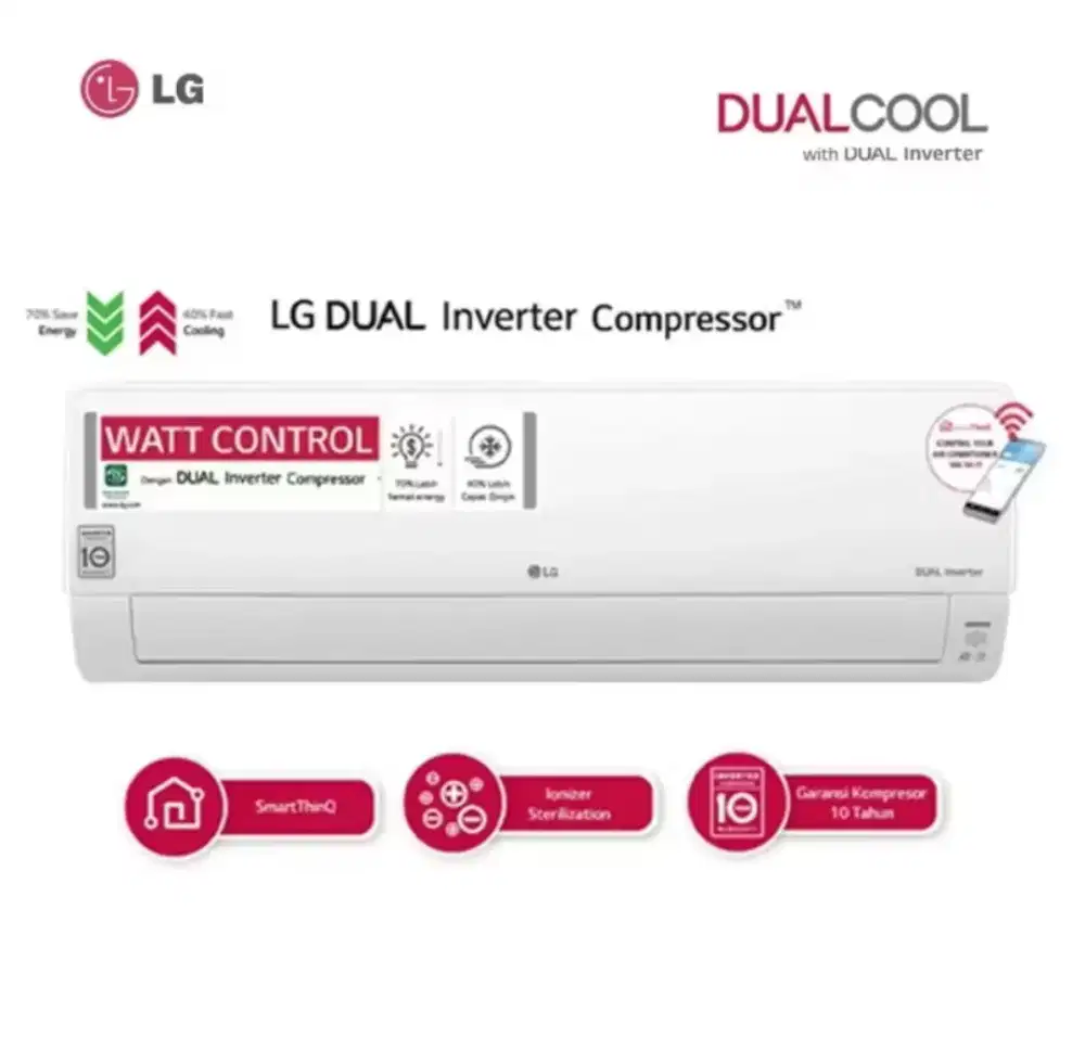 PROMO AC LG INVERTER 1/2 PK TERBARU WATT CONTROL 215 WATT