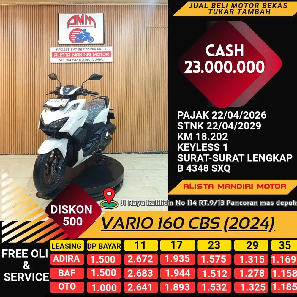 VARIO 160 CBS TH 2023 PALT JASKEL PAJAK ON BODY MULUS BISA CASH/KREDIT