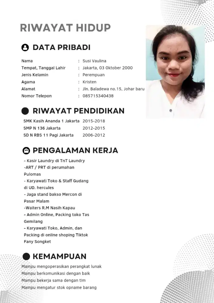 Saya cari kerja dengan pengalaman ditoko