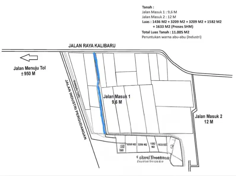 Dijual Tanah Peruntukan Gudang SHM 1,1 Ha