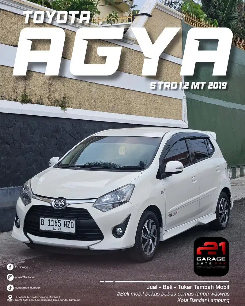 Toyota agya 2019 Trd 1.2 Manual jual cepat dp ceper aja yuk