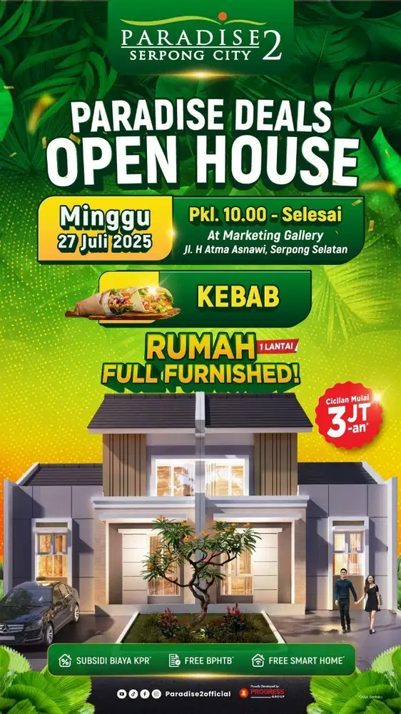 Di Jual Rumah 2 Lantai Tipe CANARY di Paradise serpong city