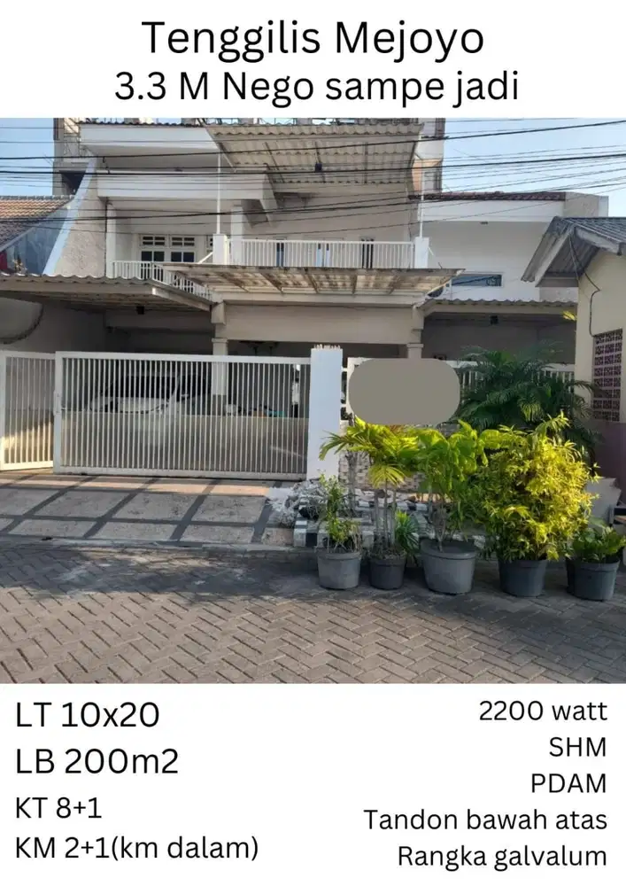 Rumah Surabaya Timur Tenggilis Mejoyo SHM dkt UBAYA Panjang Jiwo Pandugo