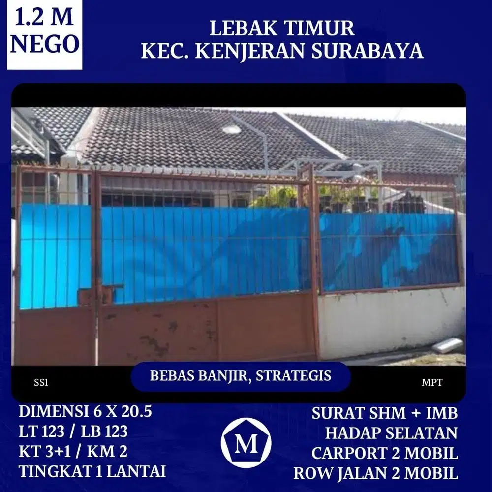 Rumah Bebas Banjir Lebak Timur Surabaya Timur dkt Mulyosari Pakuwon City Sutorejo