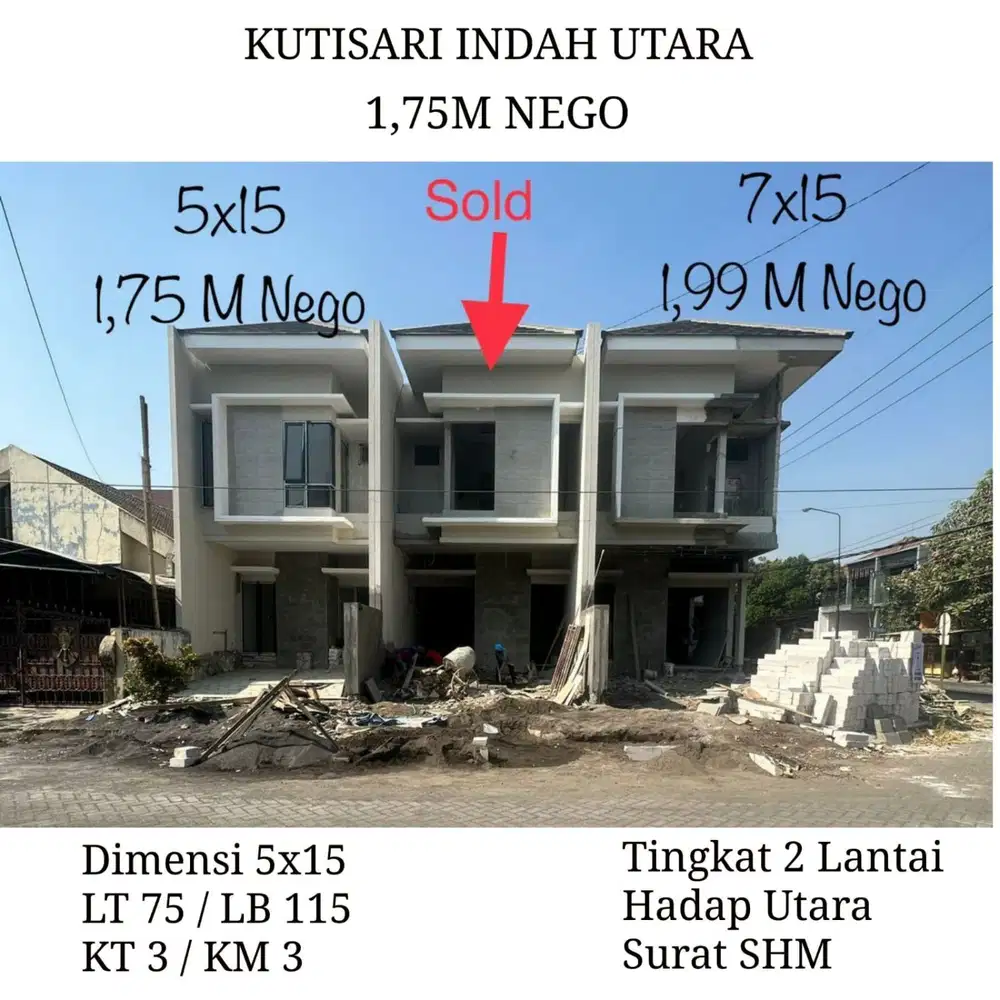 Rumah Kutisari Indah Utara Surabaya Timur dkt Pondok Tjandra Tenggilis MERR