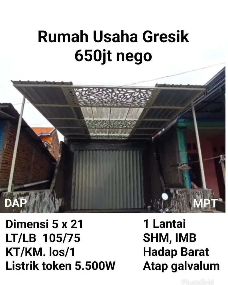 Rumah Usaha Menganti Gresik Dijual 0 Jalan Raya Provinsi Dekat Surabaya