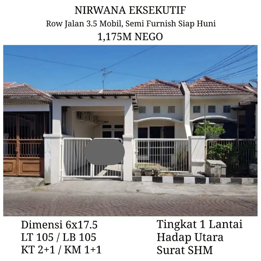 Semi Furnish SIap Huni Rumah Nirwana Eksekutif Surabaya Timur dkt Medokan Baruk Nirwana