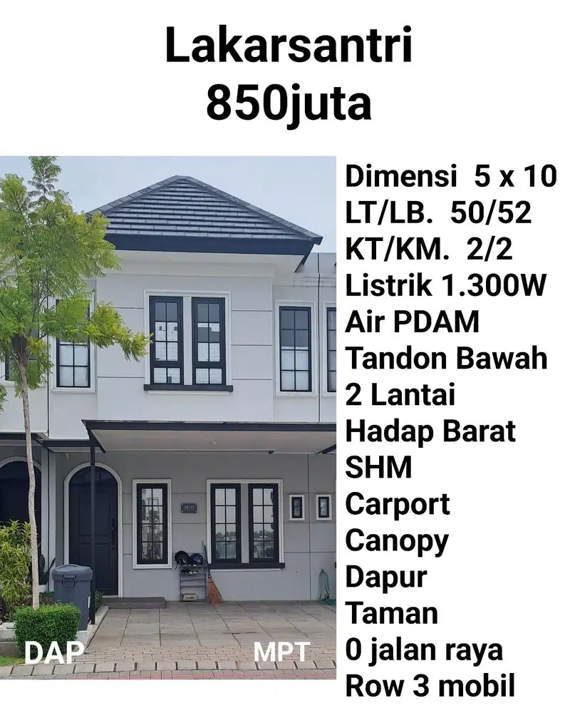 Dijual Rumah Baru Lakarsantri Surabaya Dekat Pintu Tol, UC Citraland, Mall 0 Jalan Raya