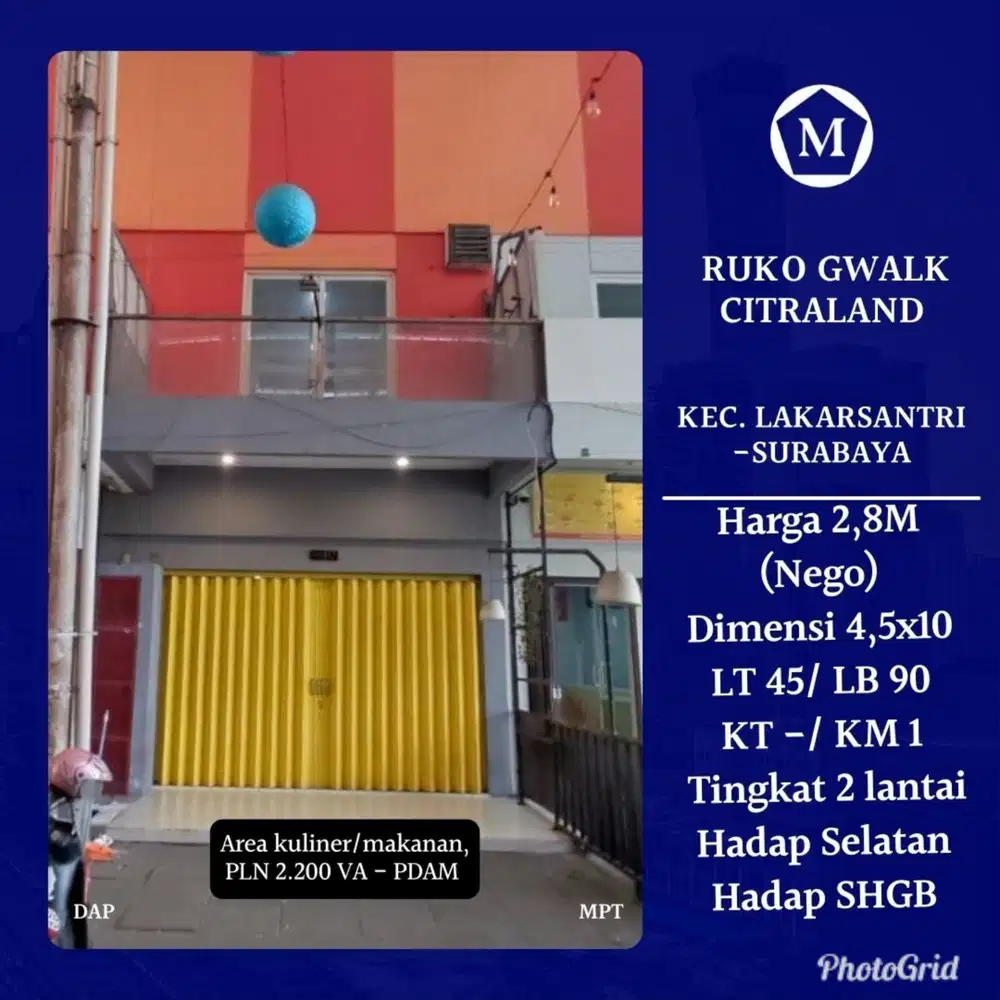 Ruko Dijual Di G-Walk Ruko Taman Gapura Citraland Surabaya Area Kuliner Termurah Nego Sampai Deal
