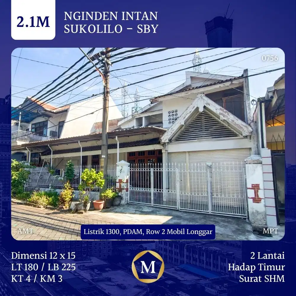 Rumah Nginden Intan Sukolilo Surabaya Timur dkt Rungkut Jemursari UBAYA