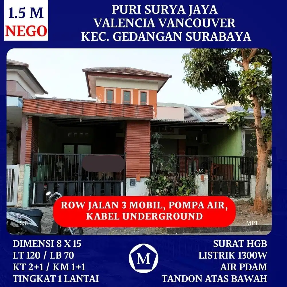 Rumah Puri Surya Jaya Valencia Surabaya Gedangan Sidoarjo Buduran Sedati