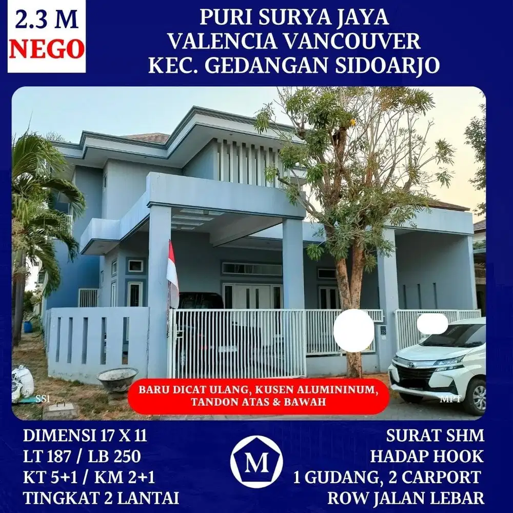 Rumah Hook Puri Surya Jaya Valencia Vancouver Gedangan Sidoarjo SHM dkt Ketajen
