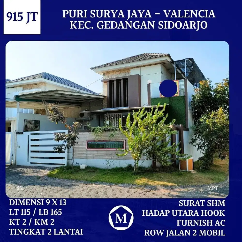 Rumah Murah SHM Hook Puri Surya Jaya Valencia Gedangan Sidoarjo