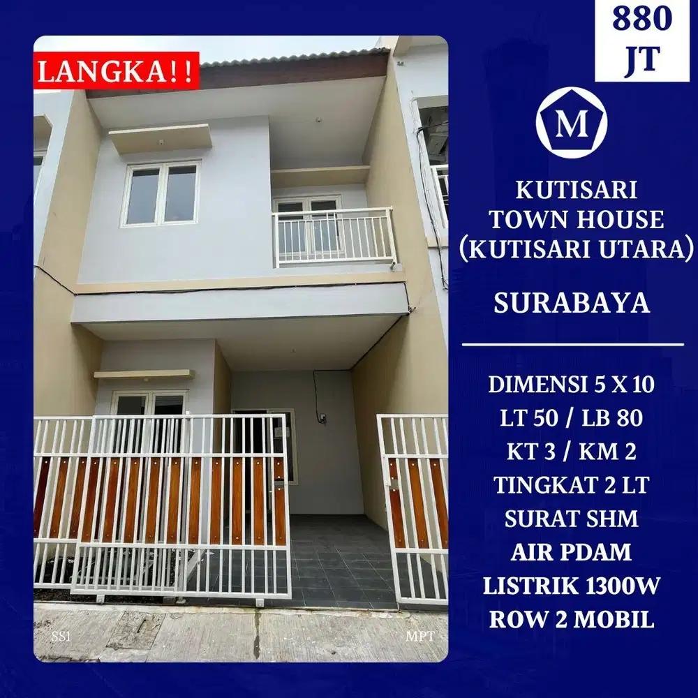 Rumah Langka Surabaya Timur Kutisari Utara Murah dkt Siwalankerto Pondok Candra