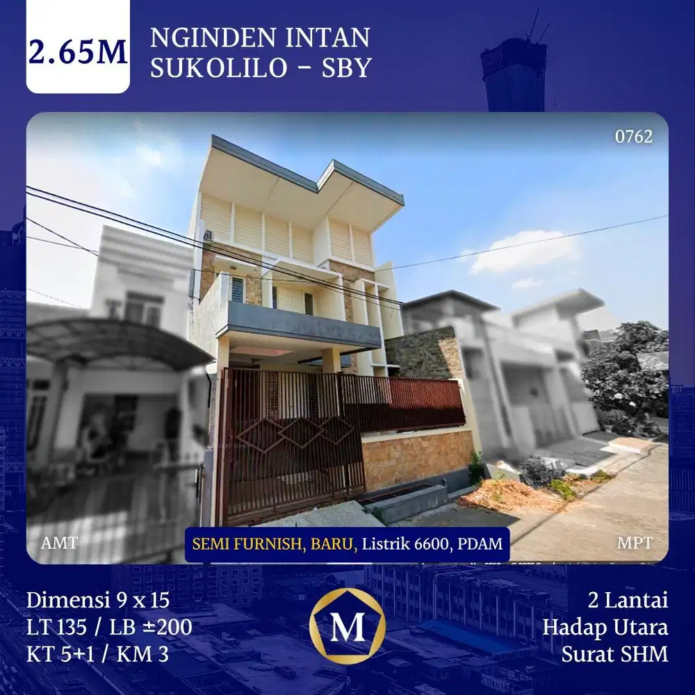 Rumah Baru Semi Furnish Nginden Intan Sukolilo Surabaya Timur dkt Gununganyar
