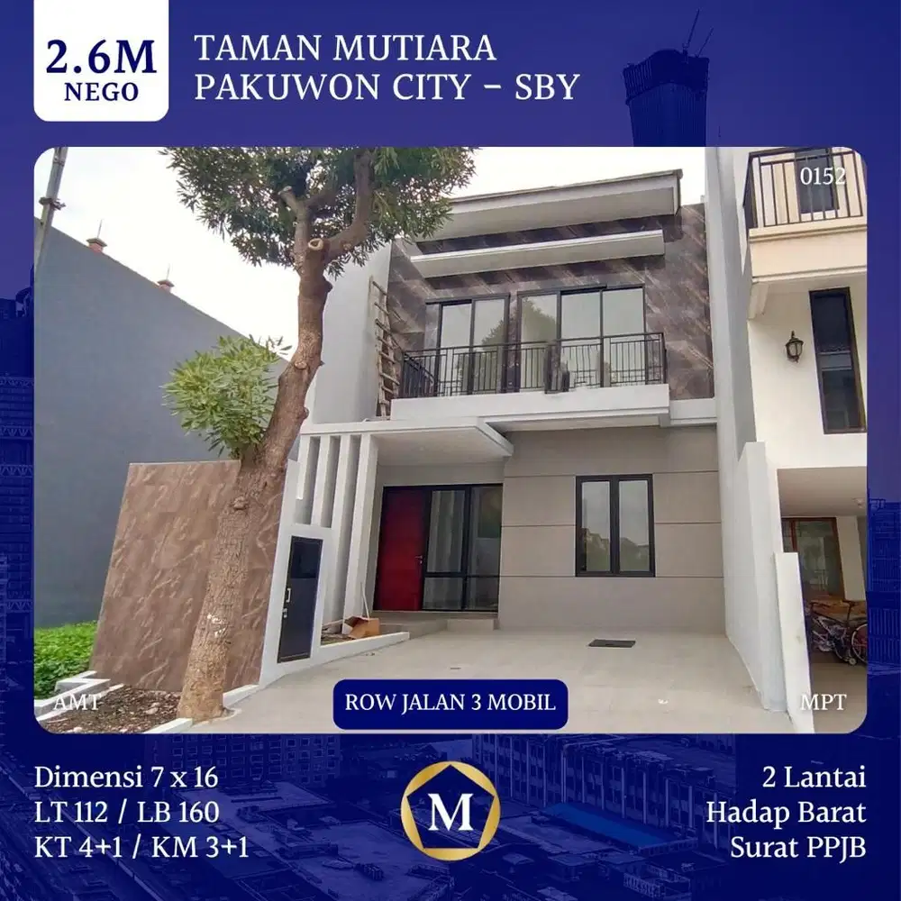 Taman Mutiara Pakuwon City Surabaya Timur dkt UNAIR Sutorejo Kalijudan Lebak Ploso