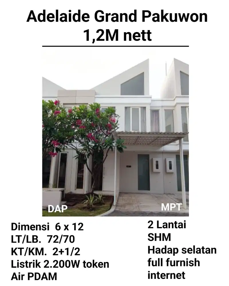 Rumah Dijual Di Grand Pakuwon Tandes Surabaya Dekat Tol Margomulyo, Foodjunction, Sekolah Internasional,