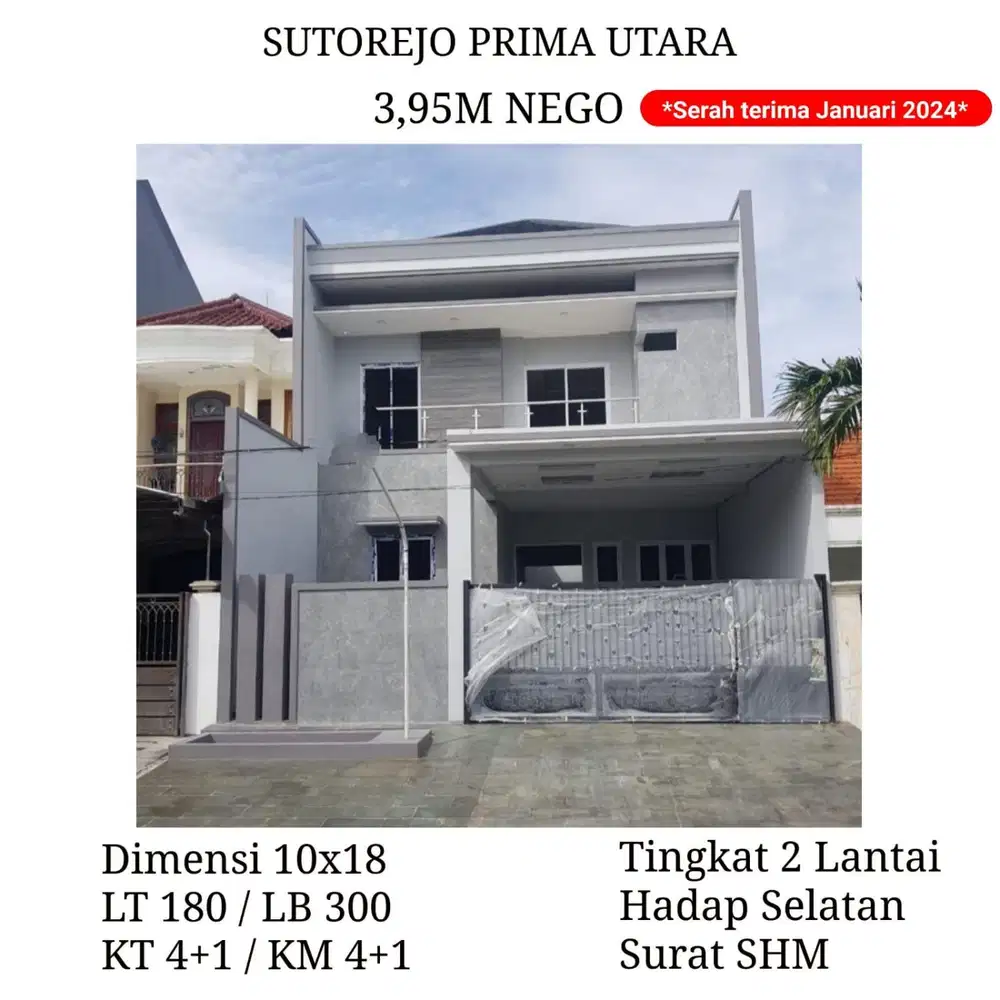 Rumah Sutorejo Prima Utara Surabaya Timur dkt Mulyosari Kalijudan Dharmahusada