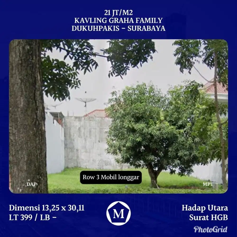 Tanah Kavling Dijual Di Graha Family Surabaya Row 3 Mobil Blok D Termurah