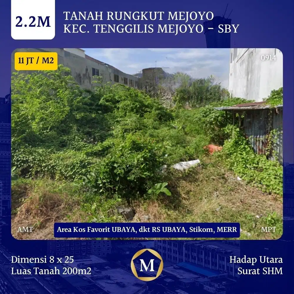 Tanah Rungkut Mejoyo Area Kos Favorit UBAYA dkt STIKOM MERR Nginden