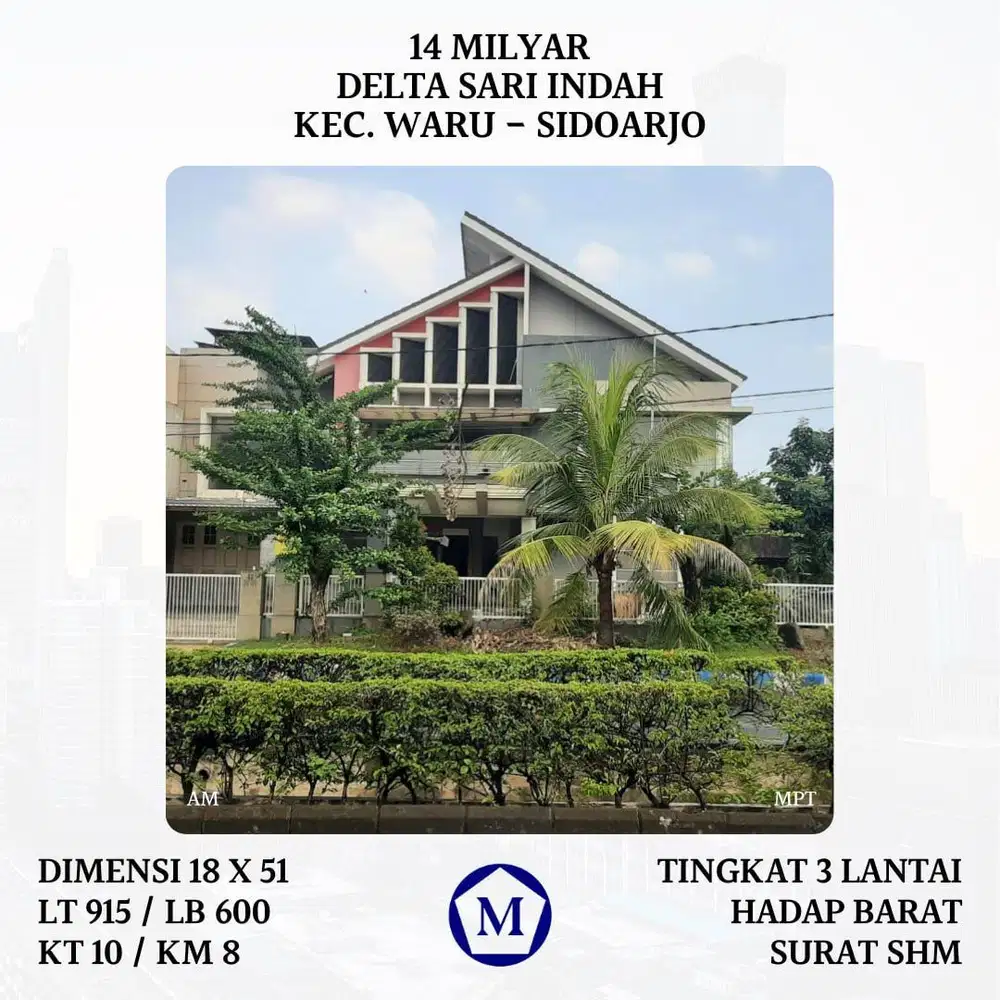 Rumah Deltasari Indah Waru Sidoarjo dkt Juanda Pondok Candra Sedati SHM