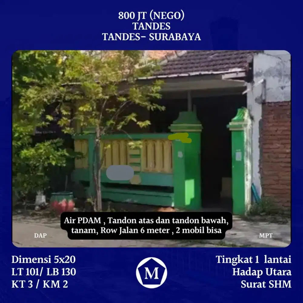 Rumah Dijual Di Tandes Surabaya Dekat Grand Pakuwon, Pergudangan Margomulyo
