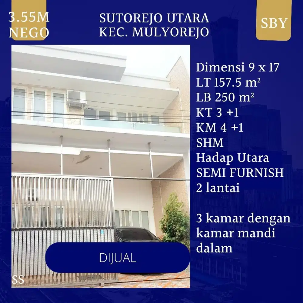 Rumah Sutorejo Utara Surabaya Timur Semi Furnish dkt Dharmahusada Ploso MERR