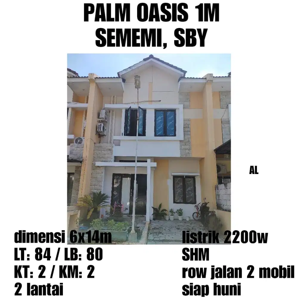 Rumah Palm Oasis Sememi Murah Surabaya Barat SIap huni  dkt Manukan Benowo