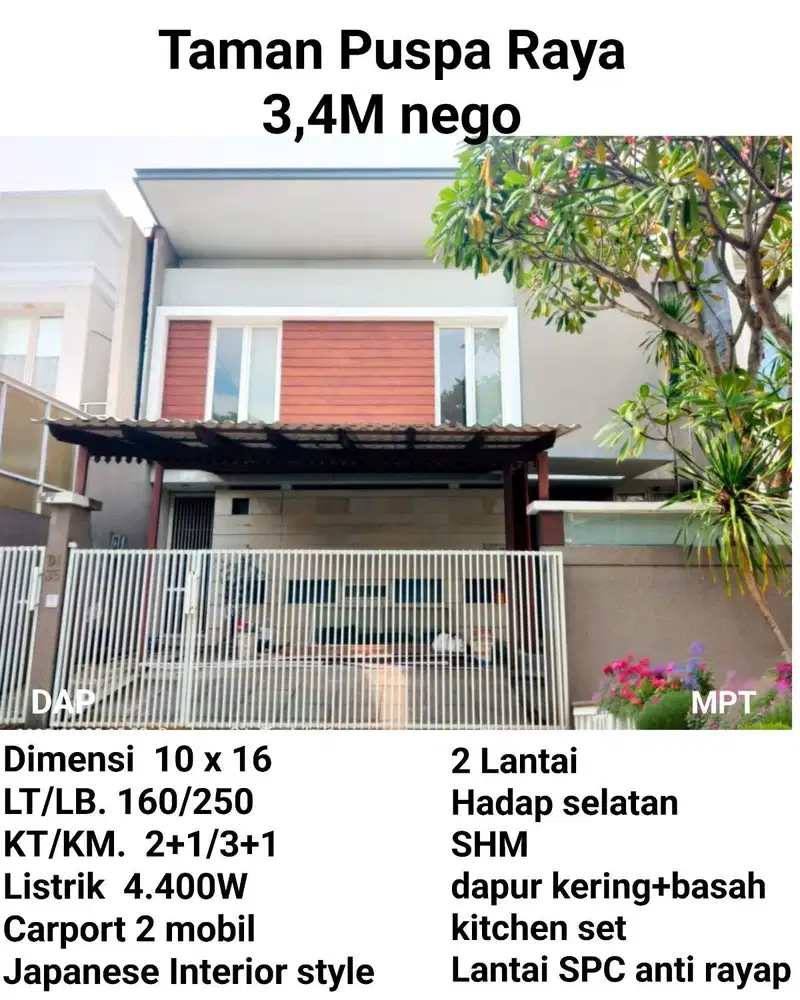 Rumah Dijual Di Taman puspa Raya Citraland Surabaya Lokasi Terdepan Bisa Dipakai Usaha atau kantor