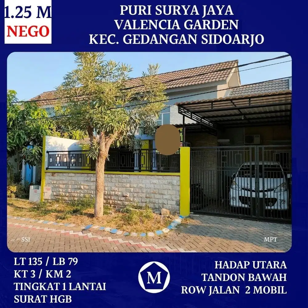 Nego Rumah Puri Surya Jaya Valencia Garden Gedangan dkt Buduran Sukodono