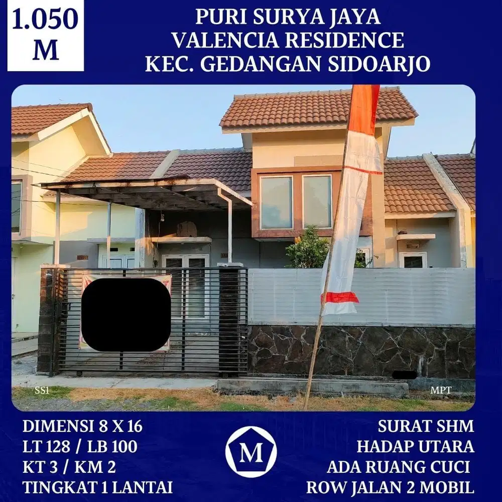 Rumah Puri Surya Jaya Valencia Residence Gedangan Sidoarjo Dkt Sukodono Buduran