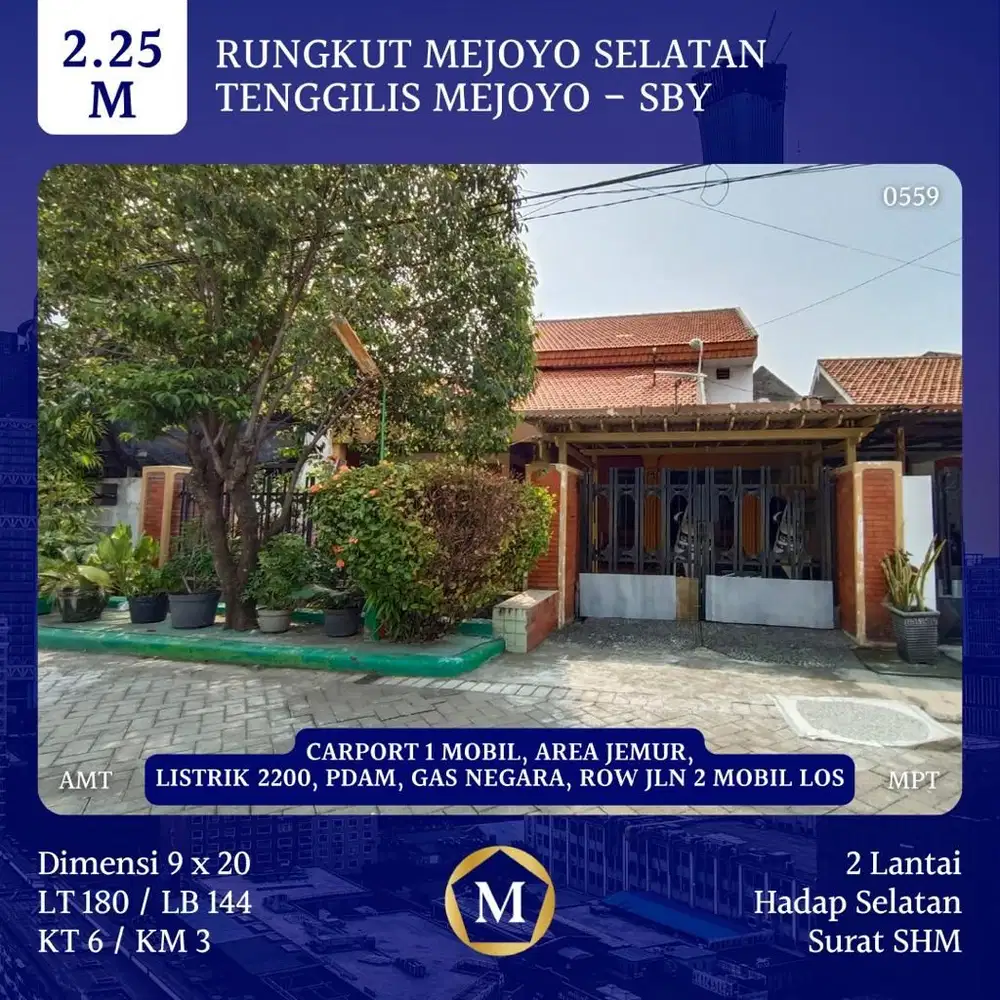 Rumah Rungkut Mejoyo Selatan Surabaya Timur SHM dkt UBAYA Jemursari Medokan