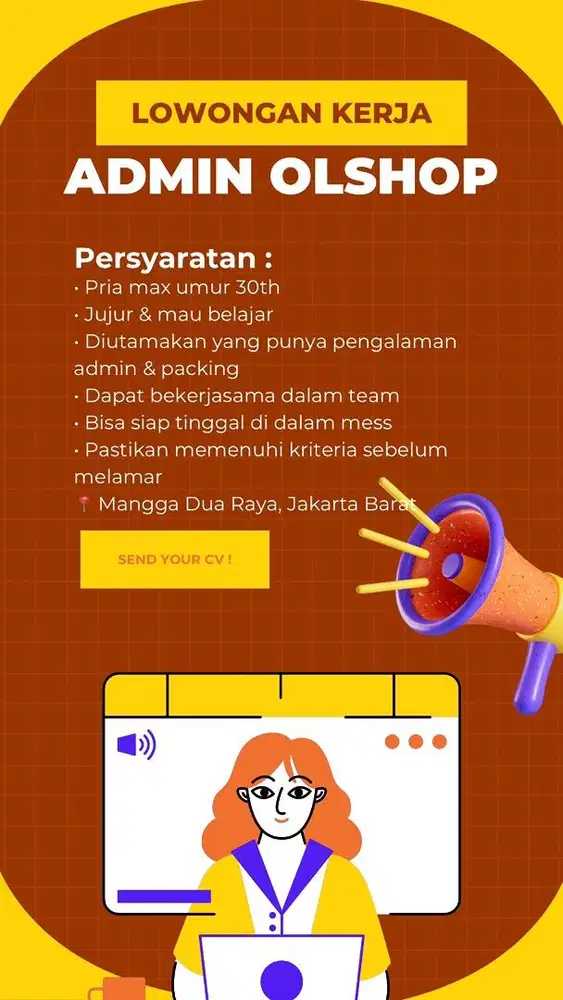 LOKER ADMIN OLSHOP SHOPEE