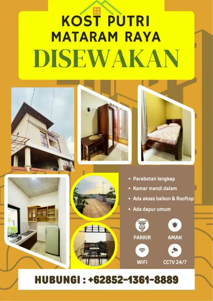 Disewakan Murah Kost Putri Mataram Raya