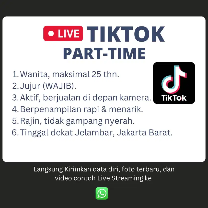 HOST LIVE STREAMING PART TIME (SABTU ONLY)