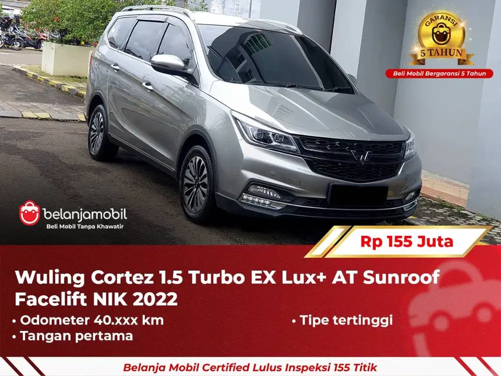 [ GARANSI 5TH ] Wuling Cortez 1.5 Turbo EX Lux+ Abu AT 2022 2023
