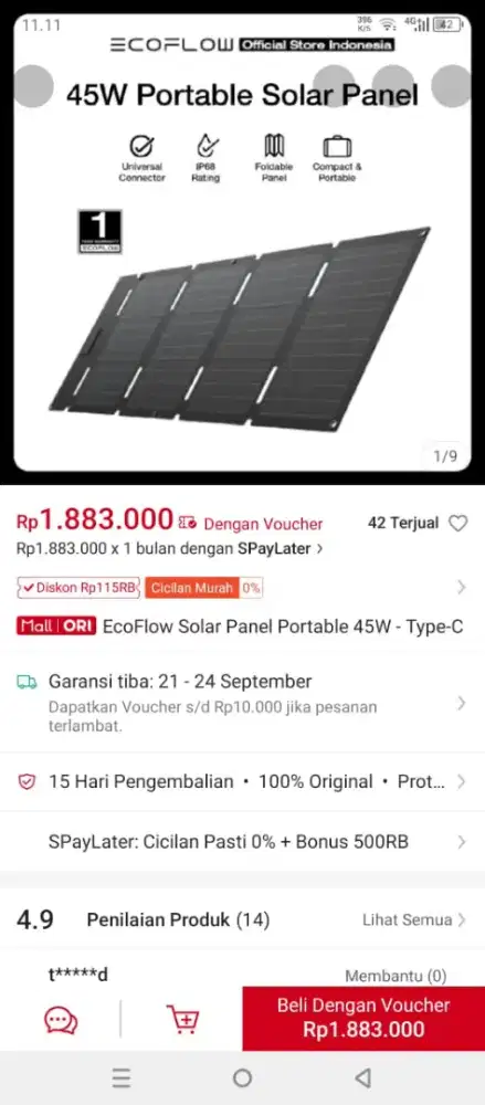 EcoFlow Solar Panel Portable 45W Type