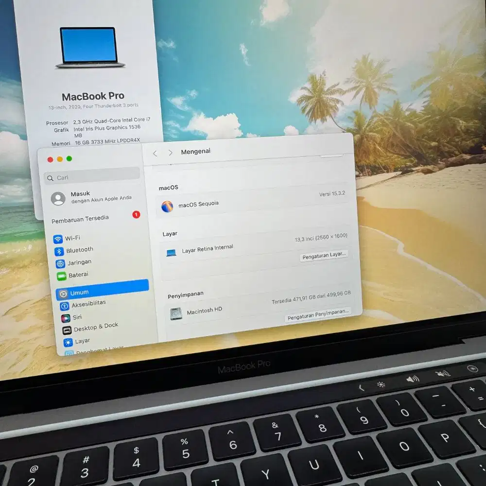 MacBook Pro 13 inch Touchbar 2020 i7 RAM 16/512GB