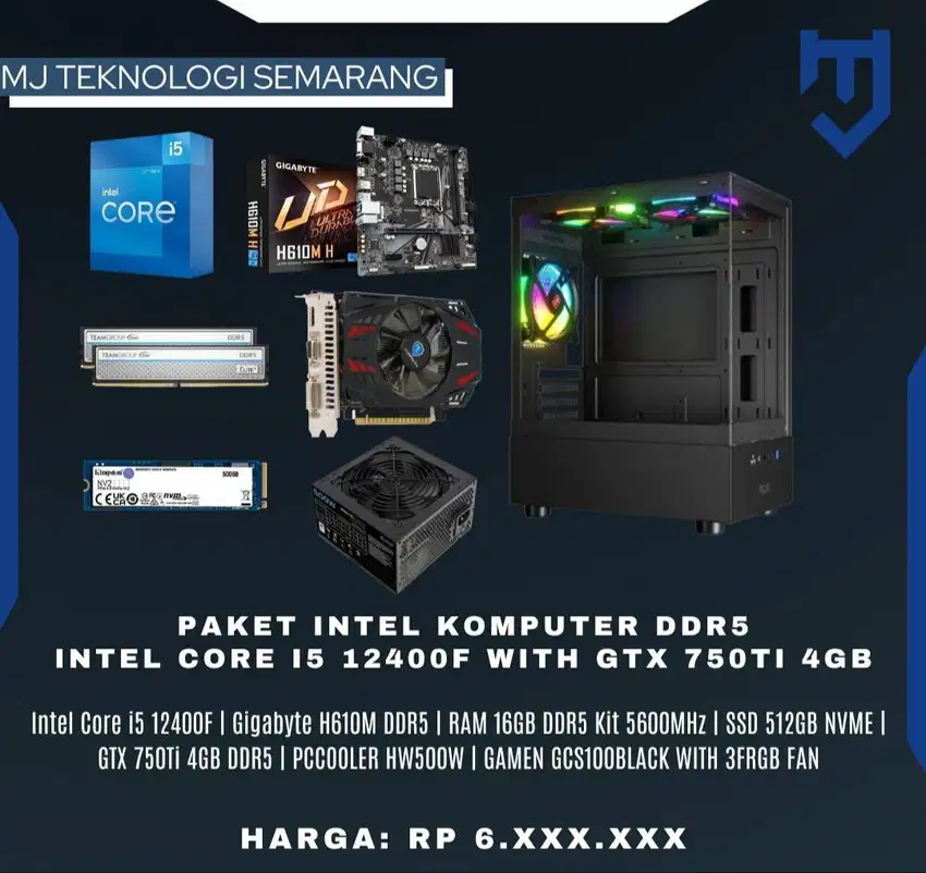 PC Gaming Intel Core i5 12400F with NVIDIA GTX 750Ti 4GB DDR5