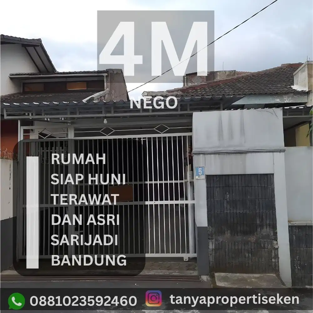 JUAL CEPAT RUMAH ASRI DAN  TERAWAT LOKASI STRATEGIS DI SARIJADI BANDUNG