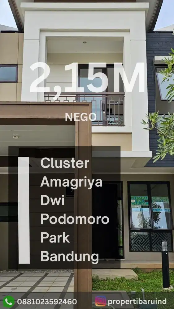JUAL CEPAT RUMAH MURAH KLASTER AMAGRIYA DWI DI PODOMORO PARK BANDUNG