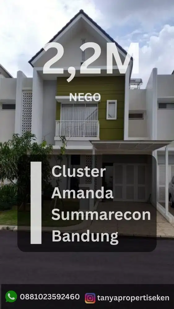 JUAL CEPAT RUMAH ASRI & TERAWAT DI CLUSTER AMANDA SUMMARECON BANDUNG