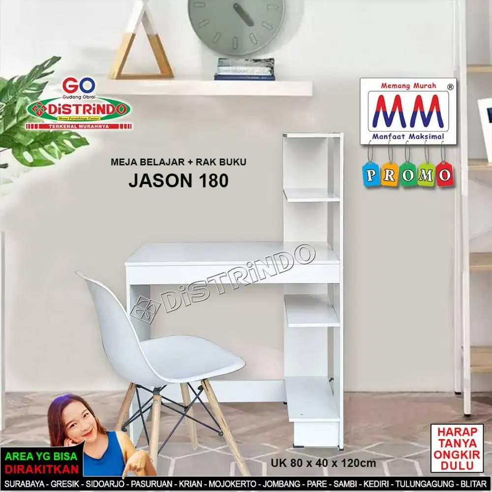Distrindo - Meja Belajar Banyak Rak Serbaguna Hemat Biaya