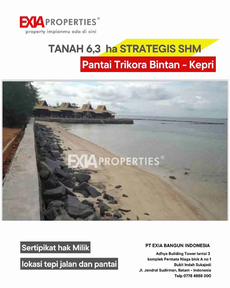 dijual lahan 6.3 ha hak milik Pantai Trikora Tg. Pinang