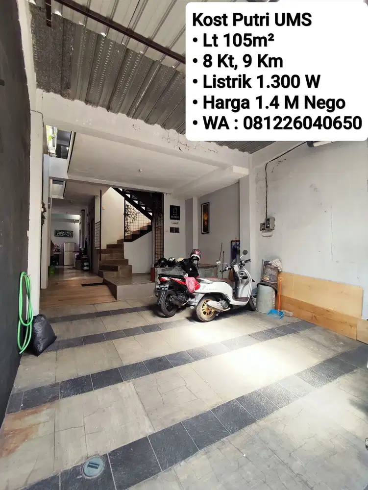 Jual Kos Putri Full Furnish Area Kampus UMS, Dekat Kampus, Hotel Alana