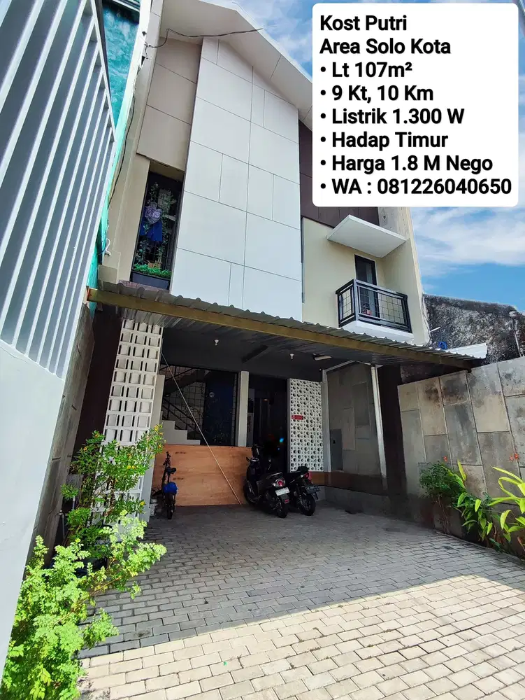 Jual Kost Putri Full Furnish Area Solo Kota, Dekat Manahan, Kampus UMS
