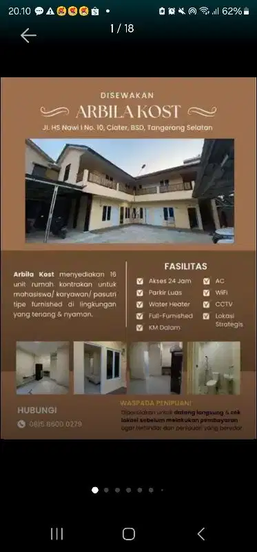 DISEWAKAN UNIT KONTRAKAN/KOST DI AREA BSD - LINGKUNGAN TENANG DAN AMAN