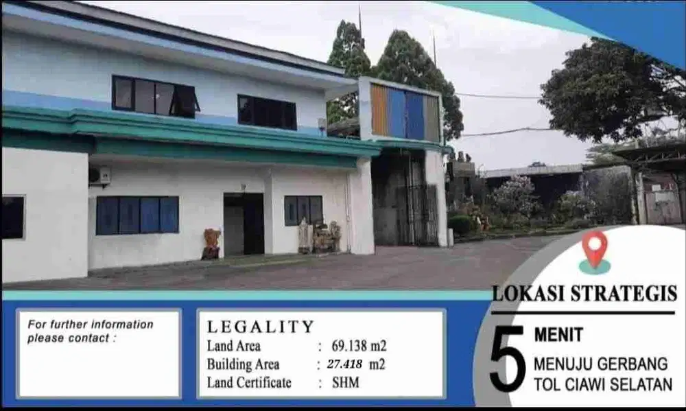 Dijual Pabrik di Ciawi Bogor Jawa Barat